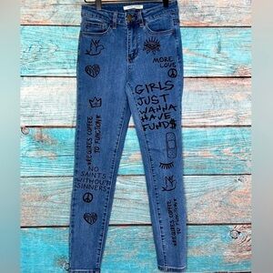 Mashed Potatoes Graphic Jeans 26 5 High Rise Doodles Girlhoodcore LA Street